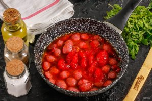 Макароны с охотничьими колбасками